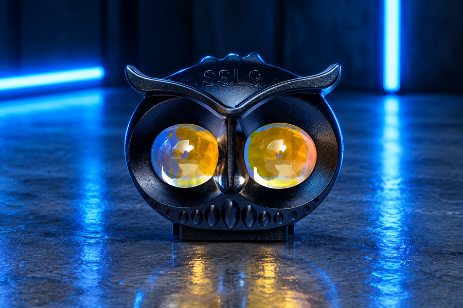1-PCS of SSLG Shilan OWL EYE LED Long Range Plastic Body OWL Mini Driving Light Dual Colour White Yellow Flasher 20watt